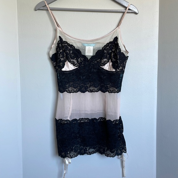 Marciano Pink and Black Silk/Lace Cami - Size Small - Picture 1 of 6